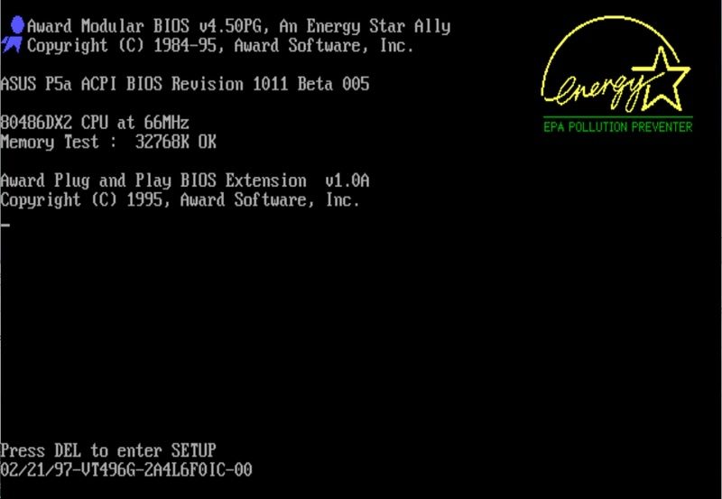 The Award BIOS boot screen of a 486 PC, with the Energy Star logo.