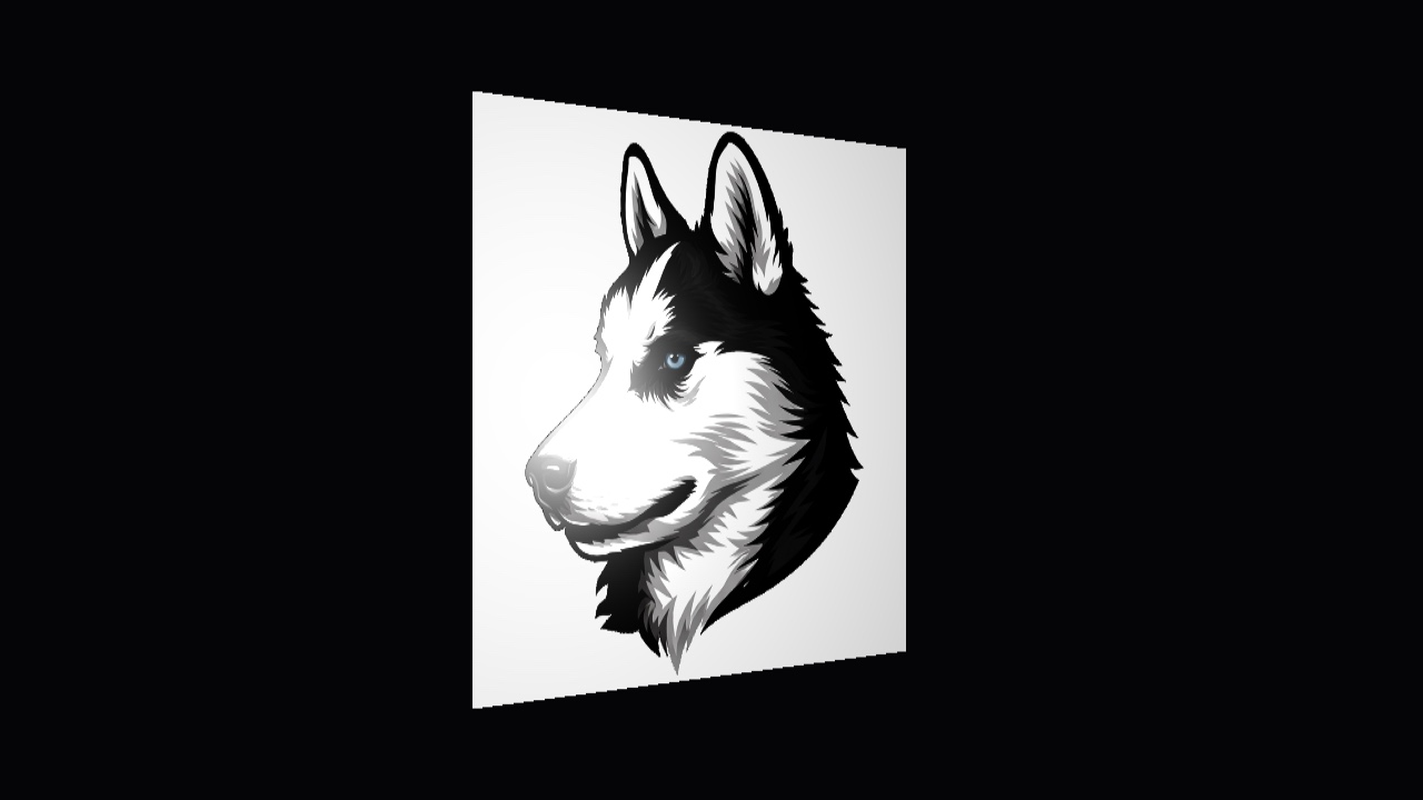 Husky image mapped onto a lit quad in the WebGPU texture loading demo