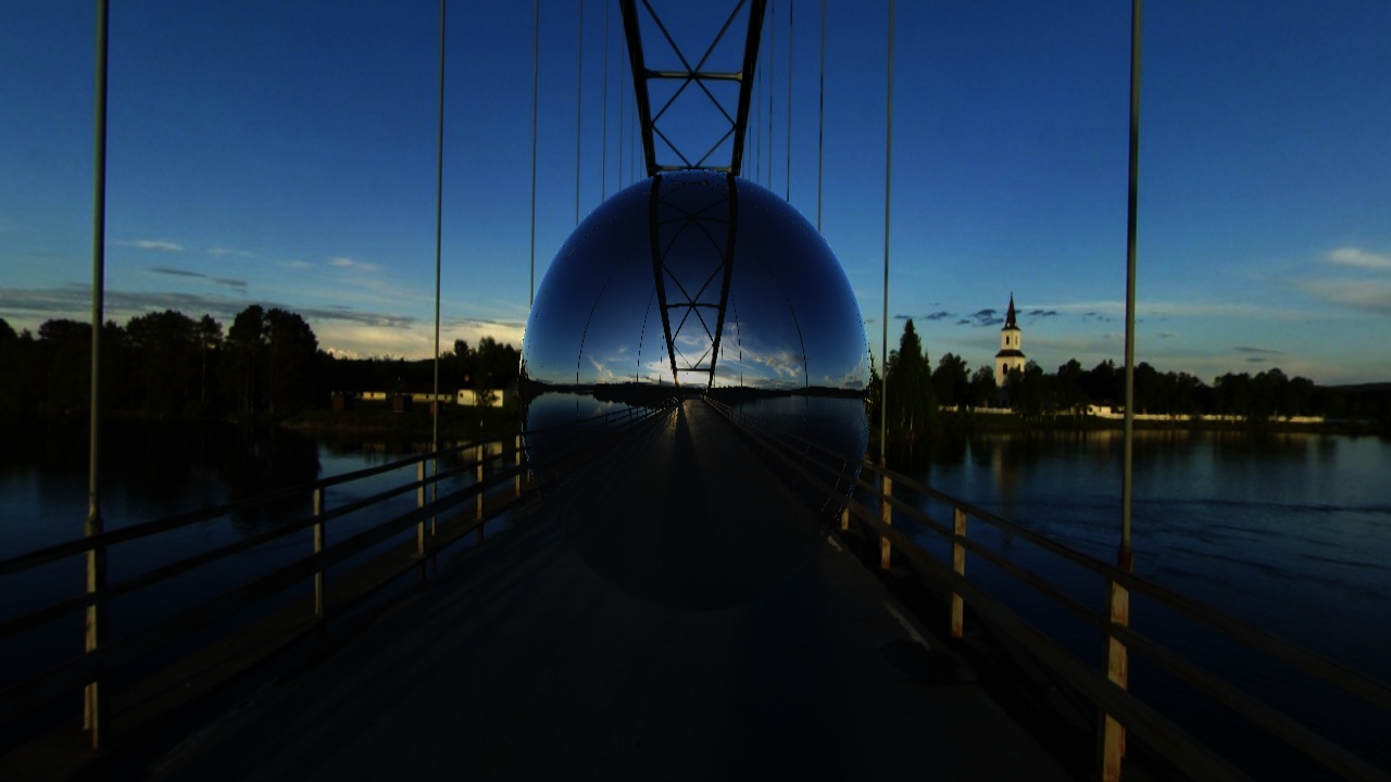 Reflective sphere and bridge skybox sharing a WebGPU cubemap